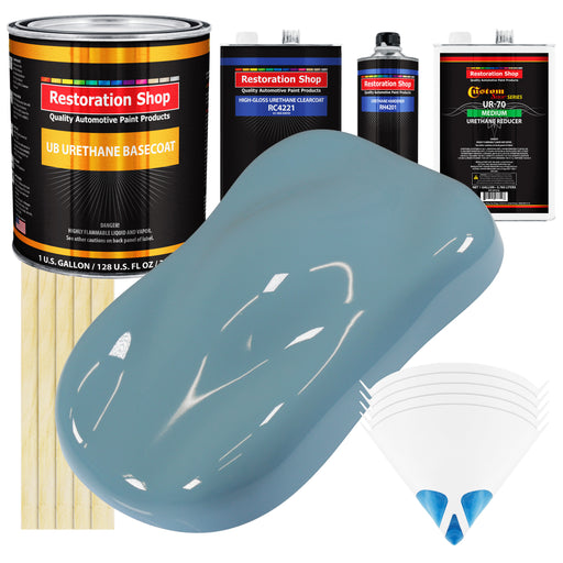 Glacier Blue - Urethane Basecoat with Clearcoat Auto Paint - Complete Medium Gallon Paint Kit - Professional High Gloss Automotive, Car, Truck Coating