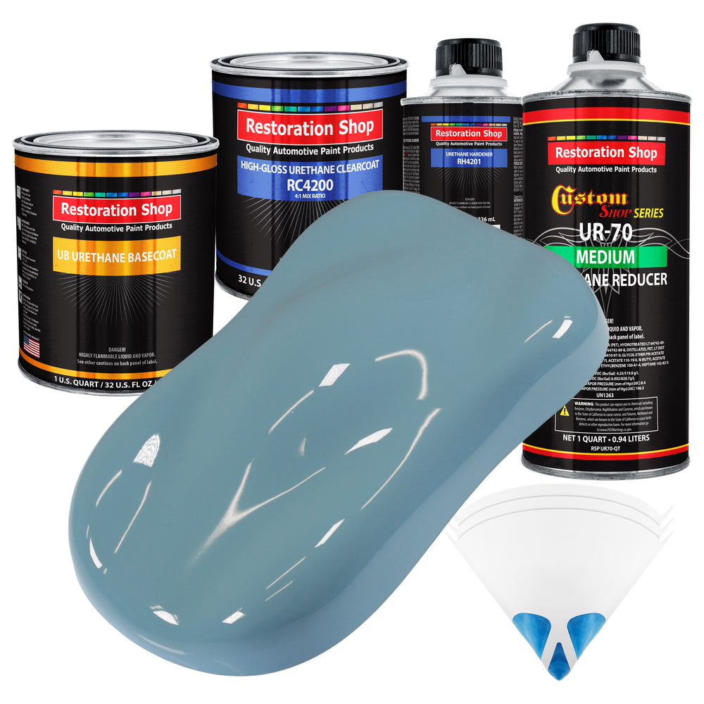 Glacier Blue - Urethane Basecoat with Clearcoat Auto Paint - Complete Medium Quart Paint Kit - Professional High Gloss Automotive, Car, Truck Coating