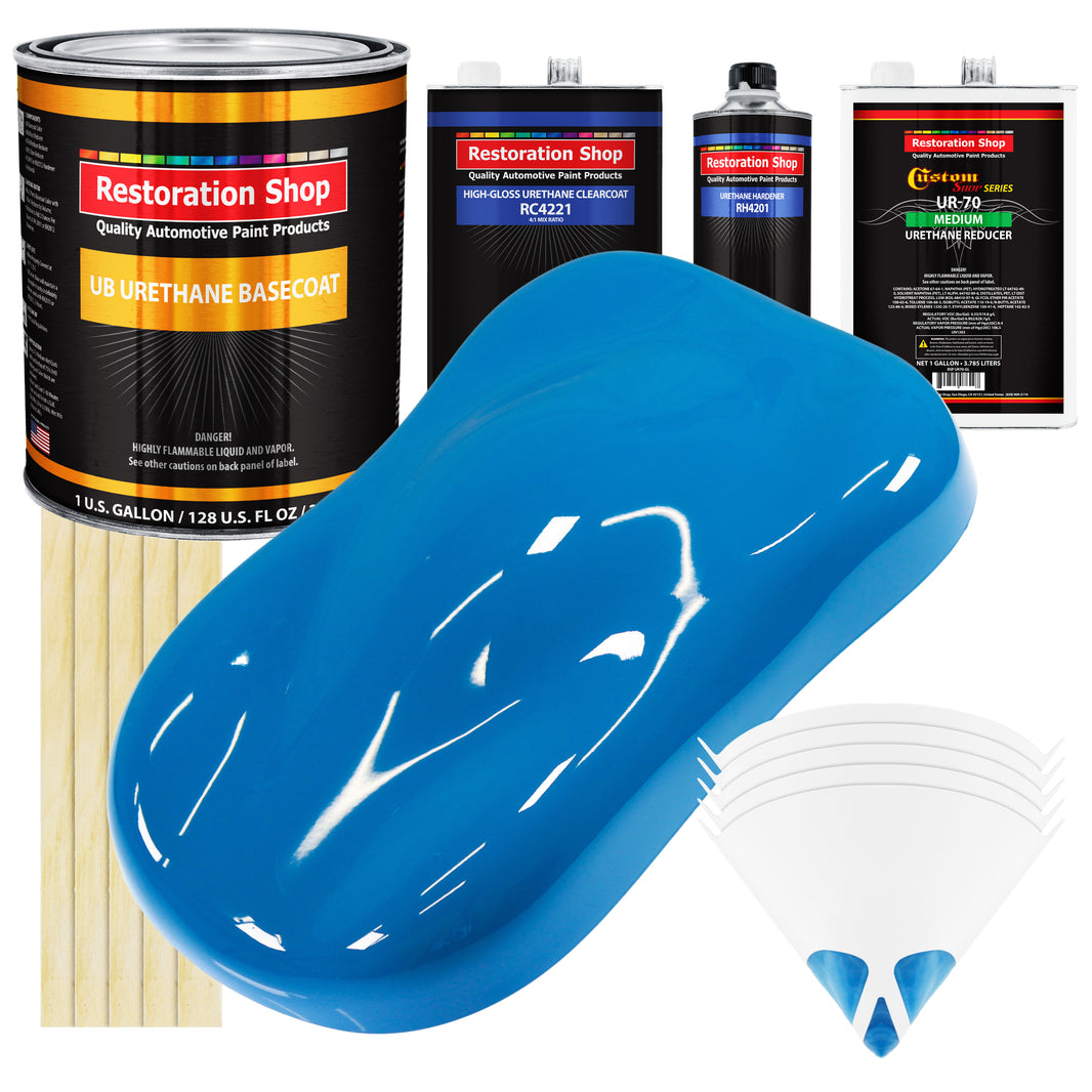 Speed Blue - Urethane Basecoat with Clearcoat Auto Paint - Complete Medium Gallon Paint Kit - Professional High Gloss Automotive, Car, Truck Coating