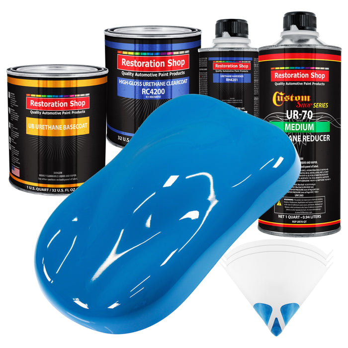 Speed Blue - Urethane Basecoat with Clearcoat Auto Paint - Complete Medium Quart Paint Kit - Professional High Gloss Automotive, Car, Truck Coating