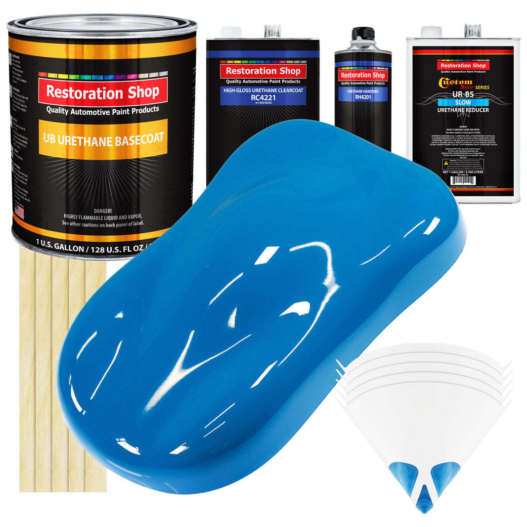 Speed Blue - Urethane Basecoat with Clearcoat Auto Paint - Complete Slow Gallon Paint Kit - Professional High Gloss Automotive, Car, Truck Coating