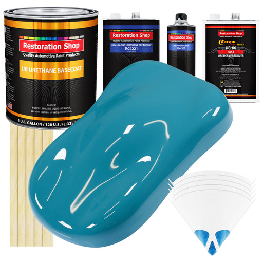 Petty Blue - Urethane Basecoat with Clearcoat Auto Paint - Complete Fast Gallon Paint Kit - Professional High Gloss Automotive, Car, Truck Coating