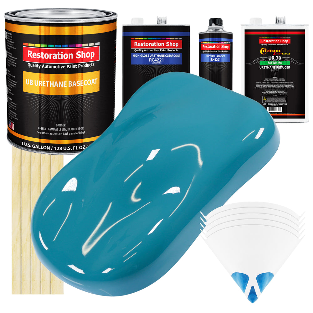 Petty Blue - Urethane Basecoat with Clearcoat Auto Paint - Complete Medium Gallon Paint Kit - Professional High Gloss Automotive, Car, Truck Coating