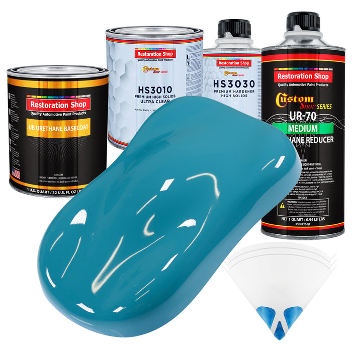 Petty Blue - Urethane Basecoat with Premium Clearcoat Auto Paint - Complete Medium Quart Paint Kit - Professional High Gloss Automotive Coating