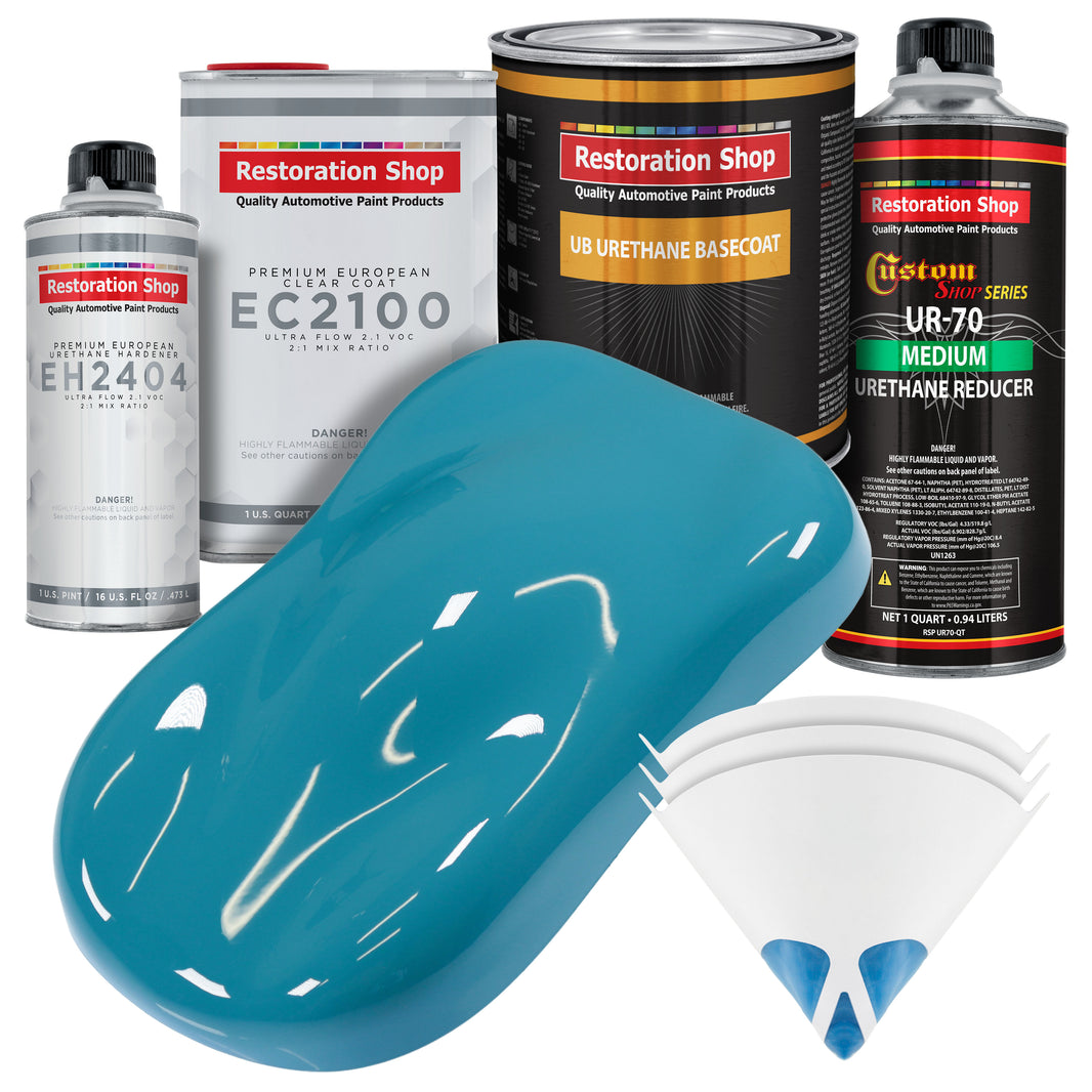 Petty Blue Urethane Basecoat with European Clearcoat Auto Paint - Complete Quart Paint Color Kit - Automotive Refinish Coating