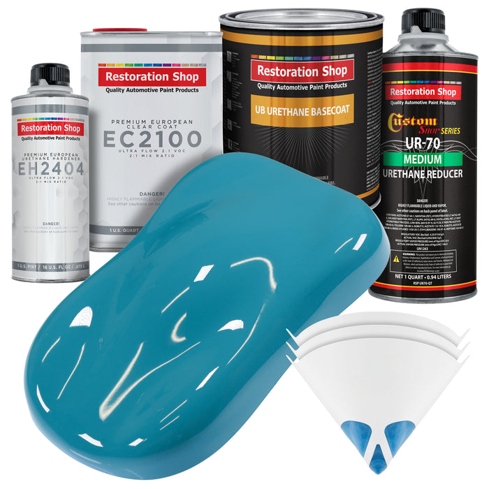 Petty Blue Urethane Basecoat with European Clearcoat Auto Paint - Complete Quart Paint Color Kit - Automotive Refinish Coating