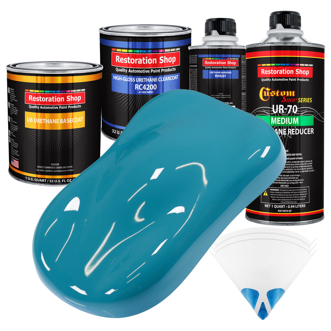 Petty Blue - Urethane Basecoat with Clearcoat Auto Paint - Complete Medium Quart Paint Kit - Professional High Gloss Automotive, Car, Truck Coating
