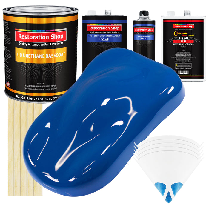 Reflex Blue - Urethane Basecoat with Clearcoat Auto Paint - Complete Fast Gallon Paint Kit - Professional High Gloss Automotive, Car, Truck Coating