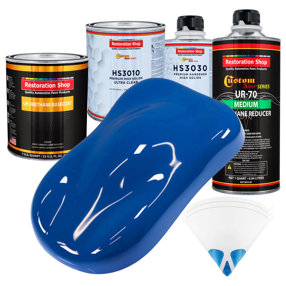 Reflex Blue - Urethane Basecoat with Premium Clearcoat Auto Paint - Complete Medium Quart Paint Kit - Professional High Gloss Automotive Coating