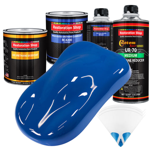 Reflex Blue - Urethane Basecoat with Clearcoat Auto Paint - Complete Medium Quart Paint Kit - Professional High Gloss Automotive, Car, Truck Coating