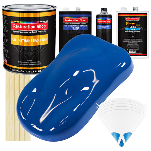 Reflex Blue - Urethane Basecoat with Clearcoat Auto Paint - Complete Slow Gallon Paint Kit - Professional High Gloss Automotive, Car, Truck Coating