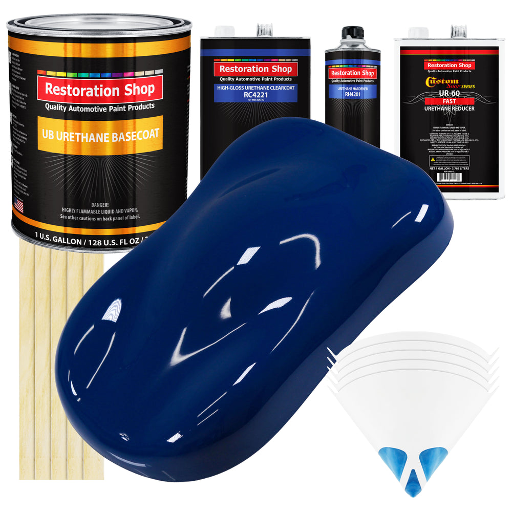 Marine Blue - Urethane Basecoat with Clearcoat Auto Paint - Complete Fast Gallon Paint Kit - Professional High Gloss Automotive, Car, Truck Coating