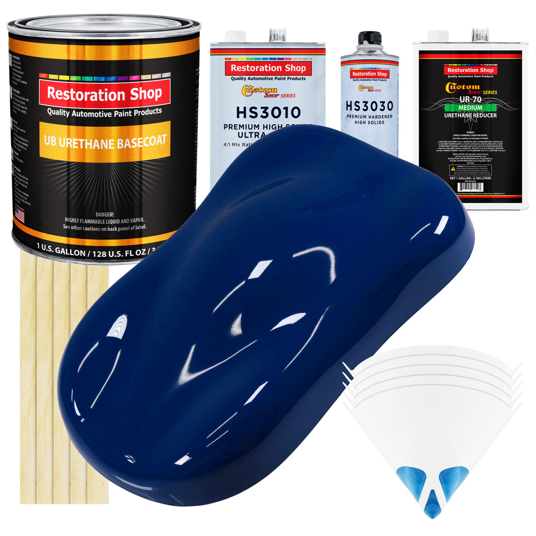 Marine Blue - Urethane Basecoat with Premium Clearcoat Auto Paint - Complete Medium Gallon Paint Kit - Professional High Gloss Automotive Coating