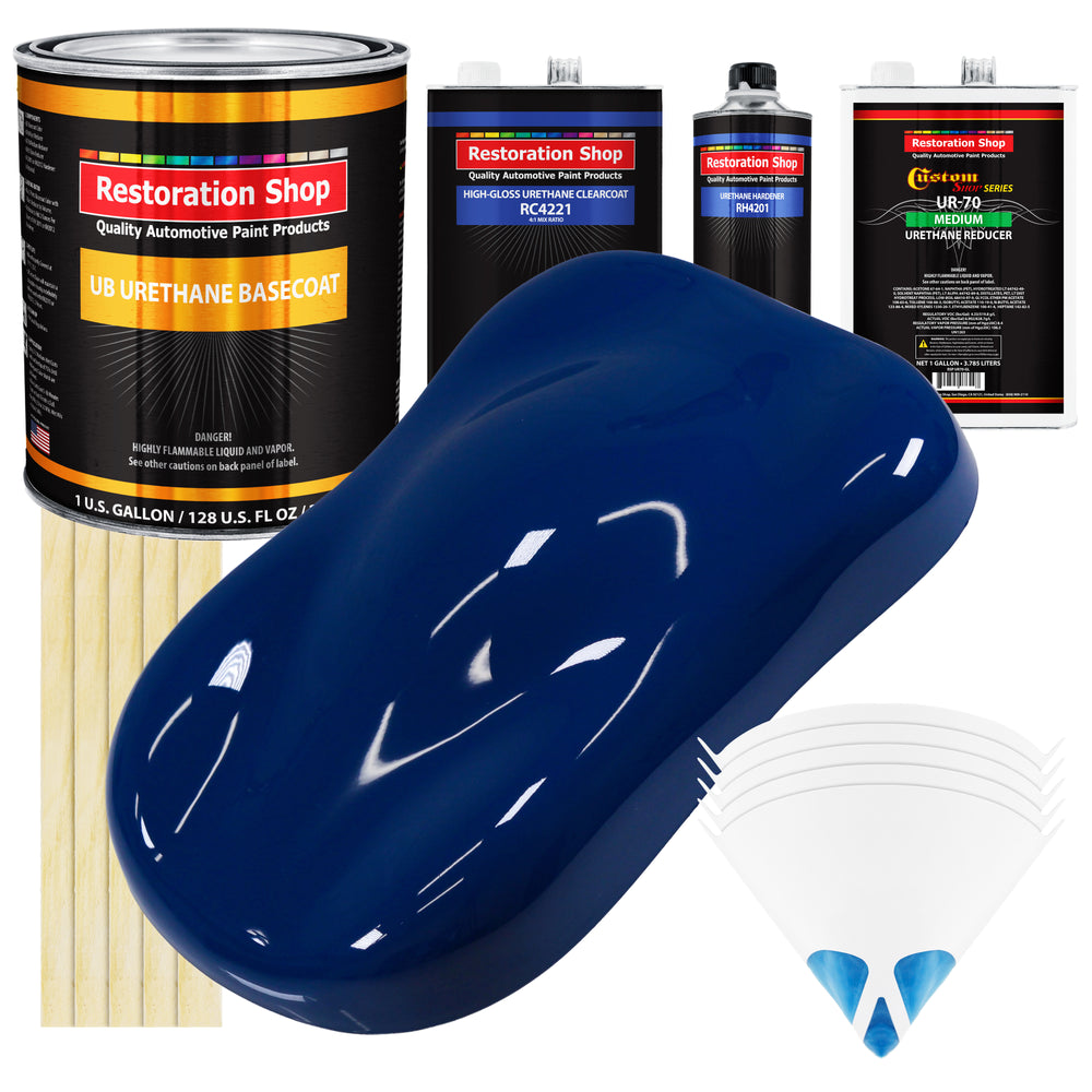 Marine Blue - Urethane Basecoat with Clearcoat Auto Paint - Complete Medium Gallon Paint Kit - Professional High Gloss Automotive, Car, Truck Coating