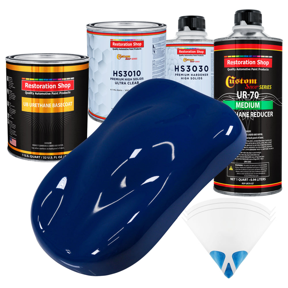 Marine Blue - Urethane Basecoat with Premium Clearcoat Auto Paint - Complete Medium Quart Paint Kit - Professional High Gloss Automotive Coating
