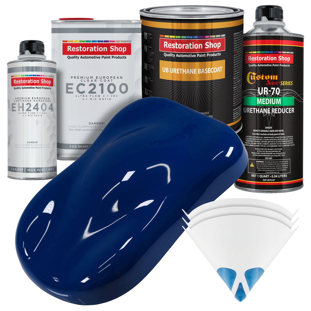 Marine Blue Urethane Basecoat with European Clearcoat Auto Paint - Complete Quart Paint Color Kit - Automotive Refinish Coating