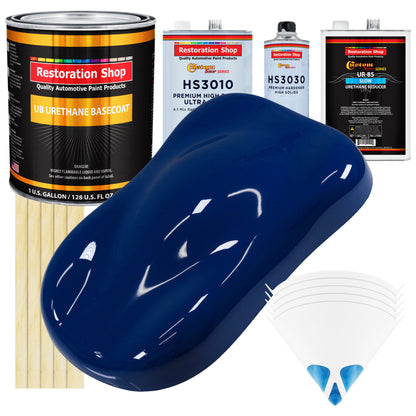 Marine Blue - Urethane Basecoat with Premium Clearcoat Auto Paint - Complete Slow Gallon Paint Kit - Professional High Gloss Automotive Coating