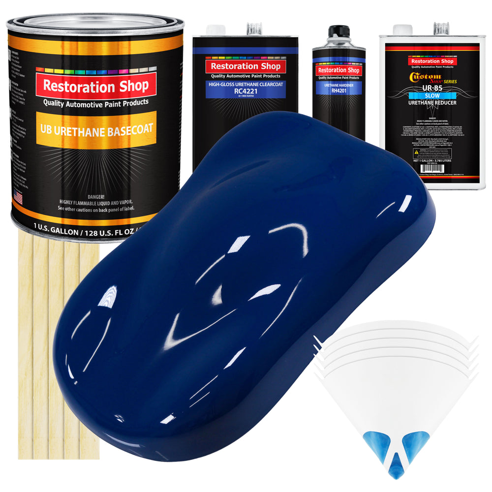 Marine Blue - Urethane Basecoat with Clearcoat Auto Paint - Complete Slow Gallon Paint Kit - Professional High Gloss Automotive, Car, Truck Coating