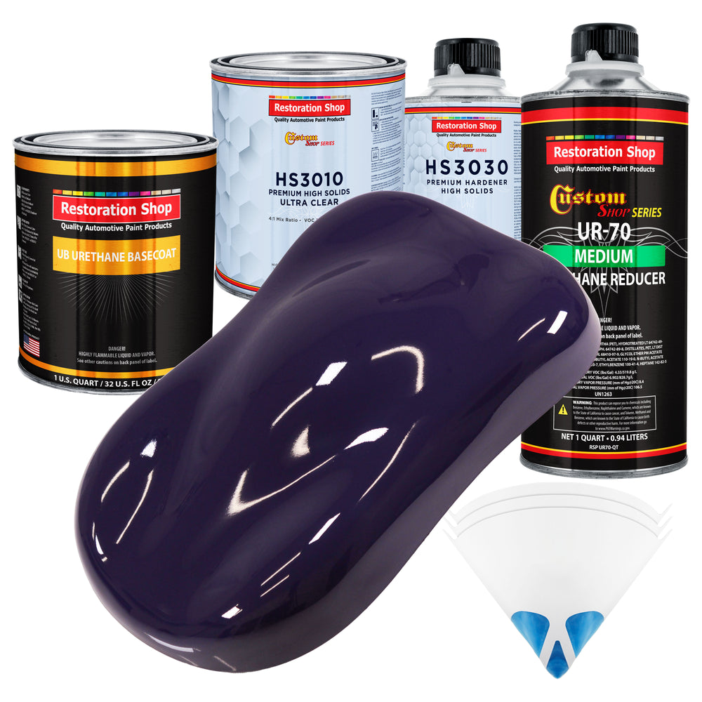 Majestic Purple - Urethane Basecoat with Premium Clearcoat Auto Paint - Complete Medium Quart Paint Kit - Professional High Gloss Automotive Coating