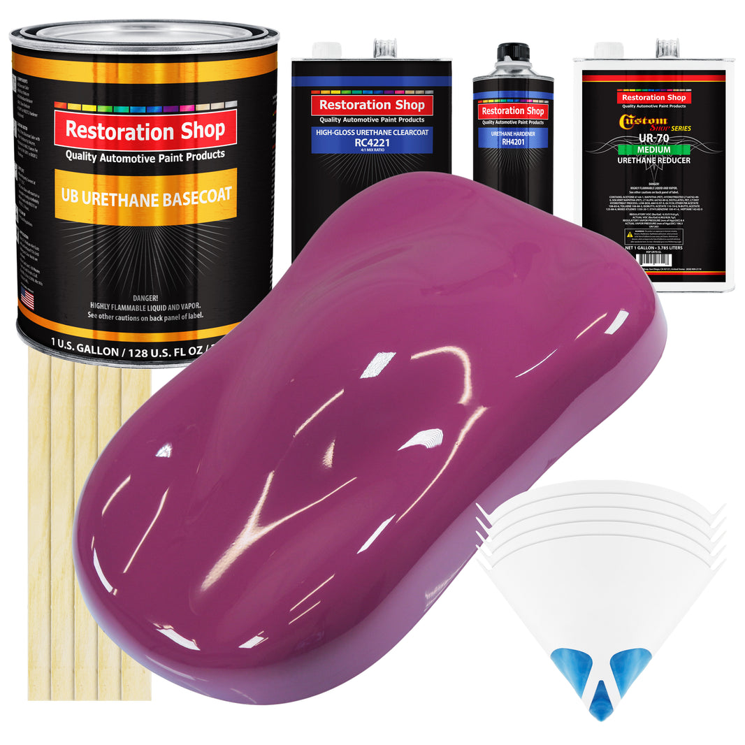 Magenta - Urethane Basecoat with Clearcoat Auto Paint - Complete Medium Gallon Paint Kit - Professional High Gloss Automotive, Car, Truck Coating
