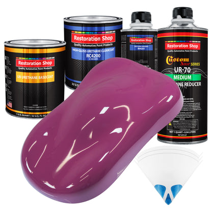 Magenta - Urethane Basecoat with Clearcoat Auto Paint - Complete Medium Quart Paint Kit - Professional High Gloss Automotive, Car, Truck Coating