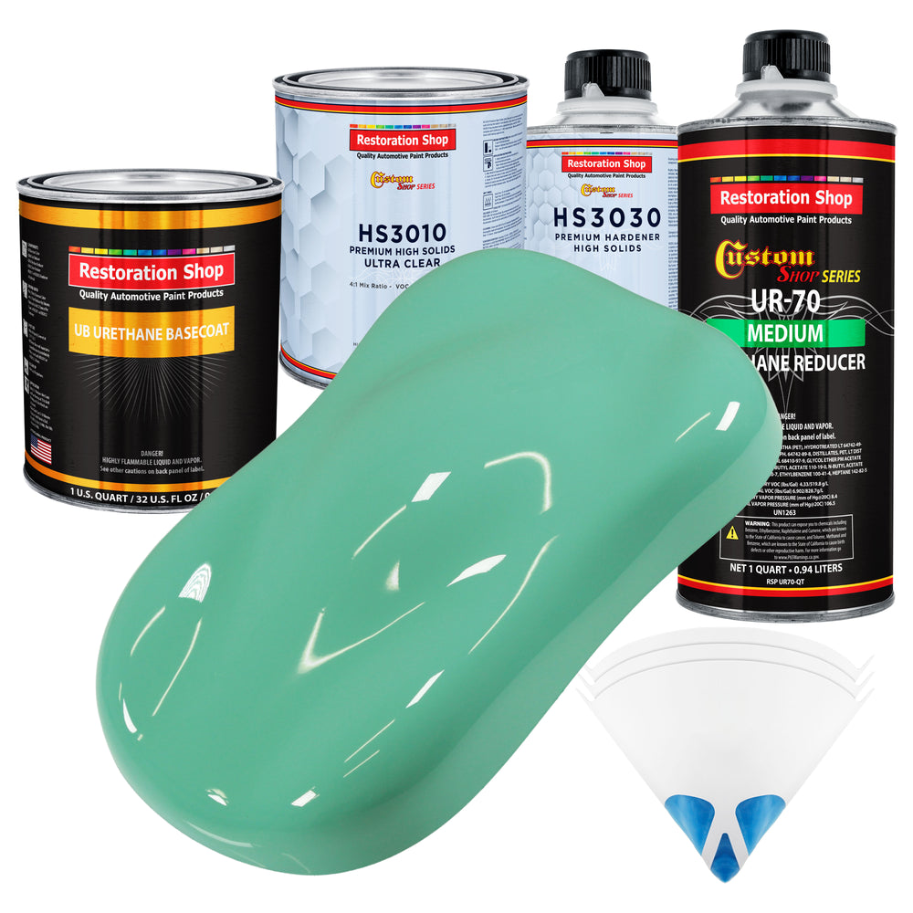 Light Aqua - Urethane Basecoat with Premium Clearcoat Auto Paint - Complete Medium Quart Paint Kit - Professional High Gloss Automotive Coating