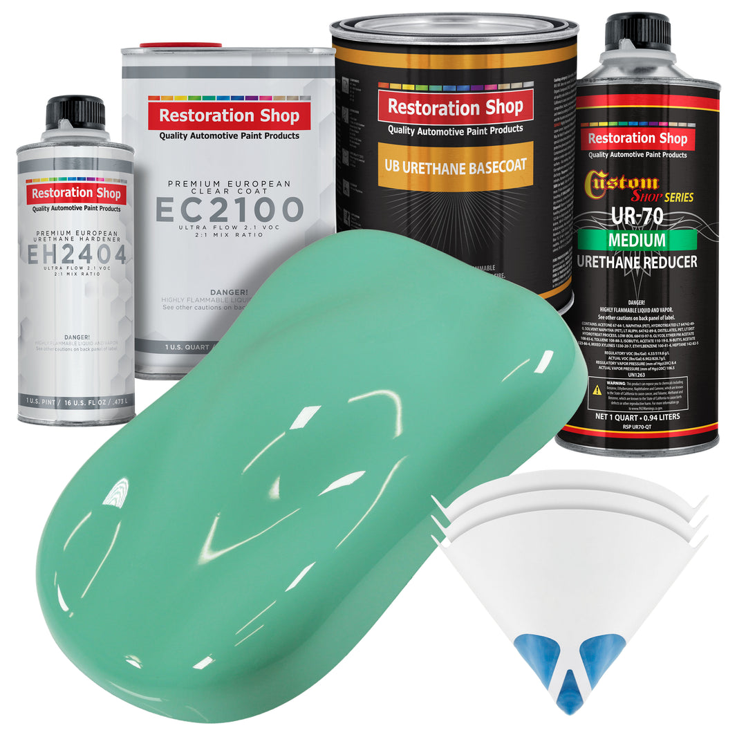 Light Aqua Urethane Basecoat with European Clearcoat Auto Paint - Complete Quart Paint Color Kit - Automotive Refinish Coating