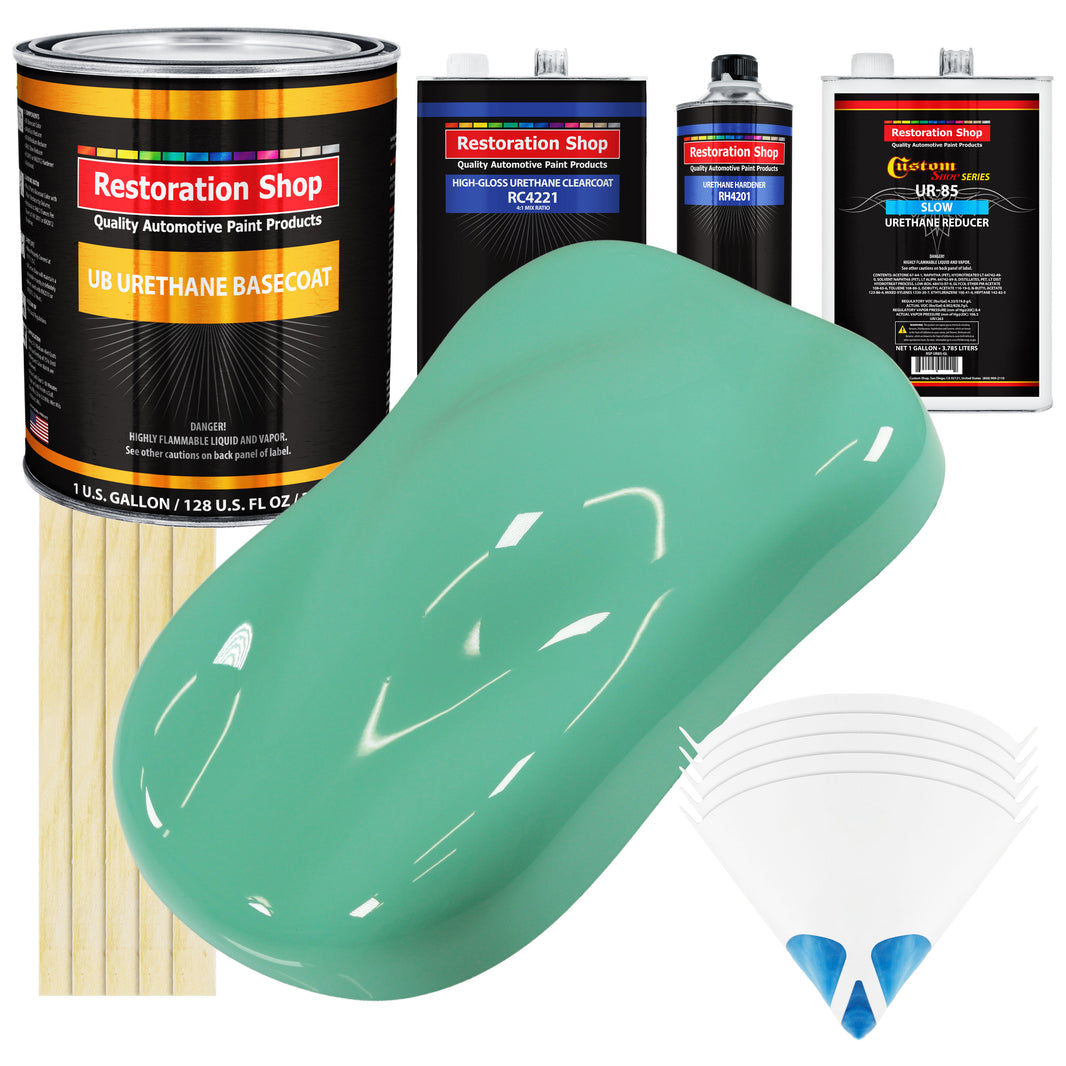 Light Aqua - Urethane Basecoat with Clearcoat Auto Paint - Complete Slow Gallon Paint Kit - Professional High Gloss Automotive, Car, Truck Coating