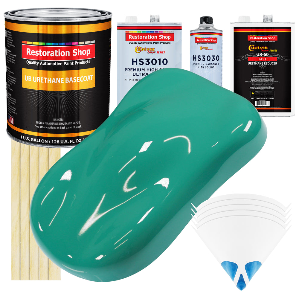 Tropical Turquoise - Urethane Basecoat with Premium Clearcoat Auto Paint - Complete Fast Gallon Paint Kit - Professional High Gloss Automotive Coating