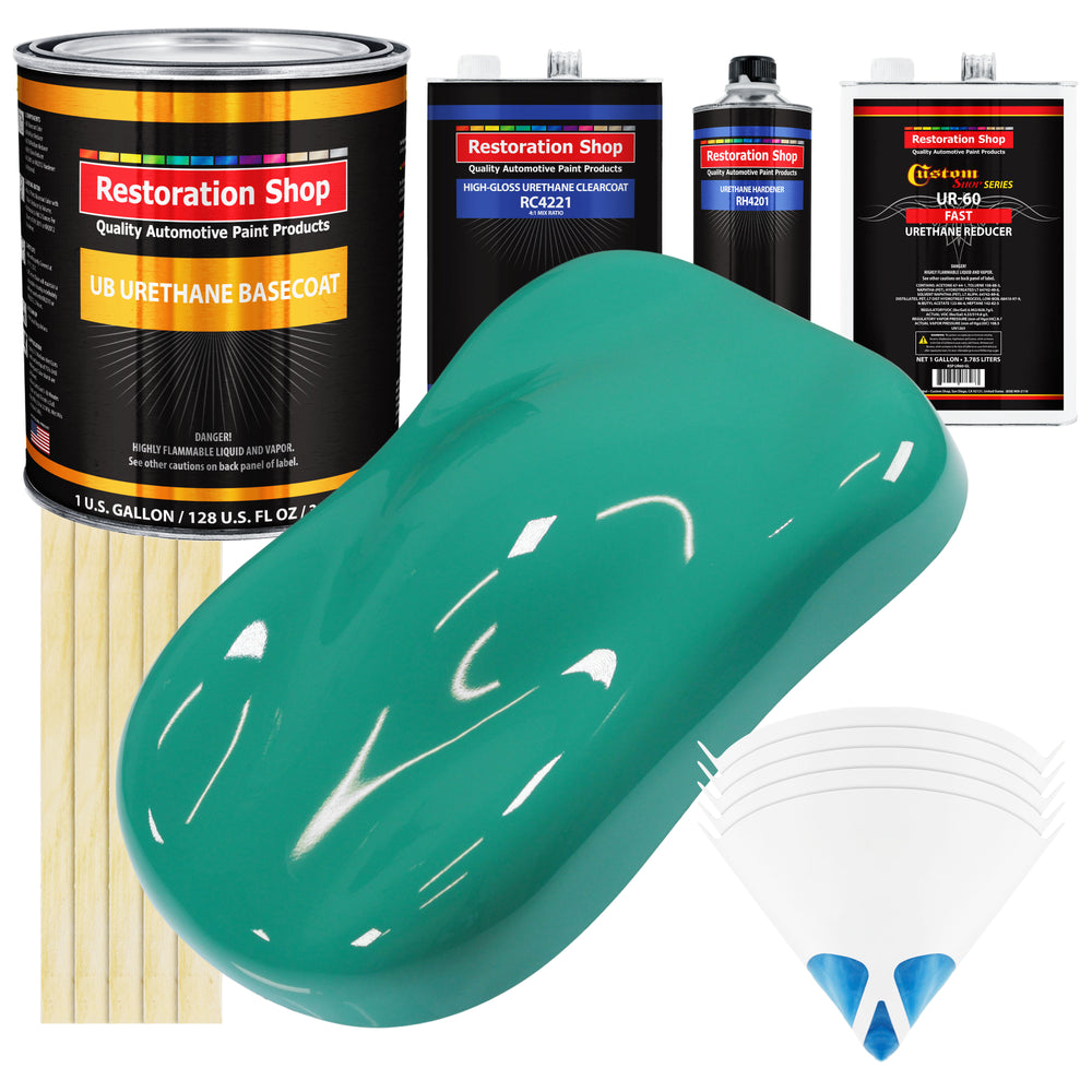 Tropical Turquoise - Urethane Basecoat with Clearcoat Auto Paint - Complete Fast Gallon Paint Kit - Professional Gloss Automotive Car Truck Coating