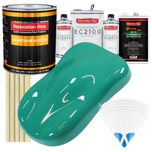 Tropical Turquoise Urethane Basecoat with European Clearcoat Auto Paint - Complete Gallon Paint Color Kit - Automotive Refinish Coating