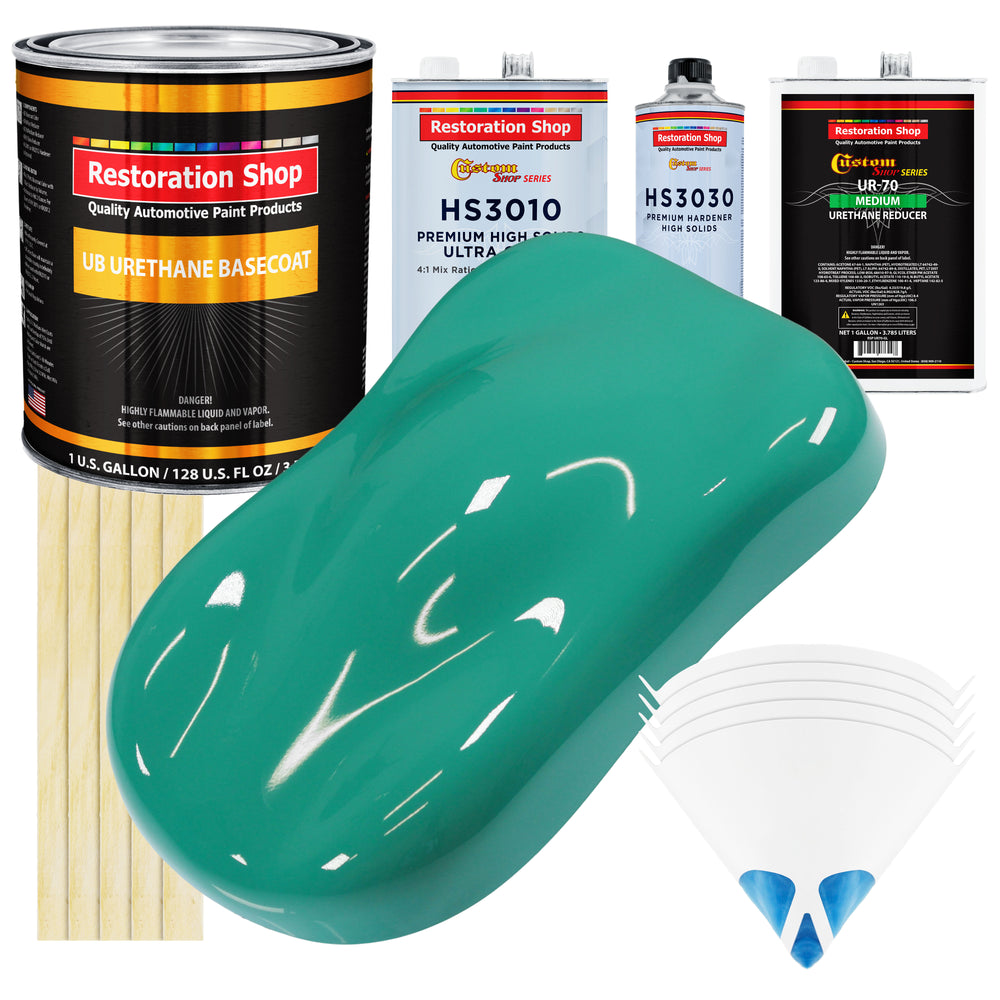 Tropical Turquoise - Urethane Basecoat with Premium Clearcoat Auto Paint (Complete Medium Gallon Paint Kit) Professional High Gloss Automotive Coating