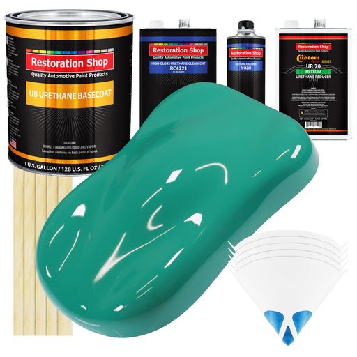 Tropical Turquoise - Urethane Basecoat with Clearcoat Auto Paint - Complete Medium Gallon Paint Kit - Professional Gloss Automotive Car Truck Coating
