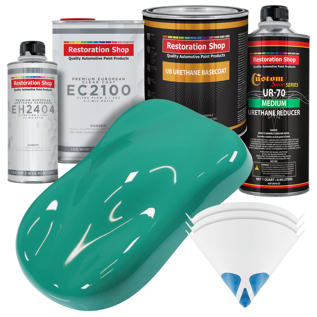 Tropical Turquoise Urethane Basecoat with European Clearcoat Auto Paint - Complete Quart Paint Color Kit - Automotive Refinish Coating