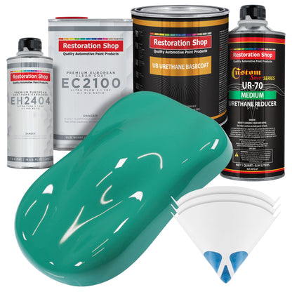 Tropical Turquoise Urethane Basecoat with European Clearcoat Auto Paint - Complete Quart Paint Color Kit - Automotive Refinish Coating