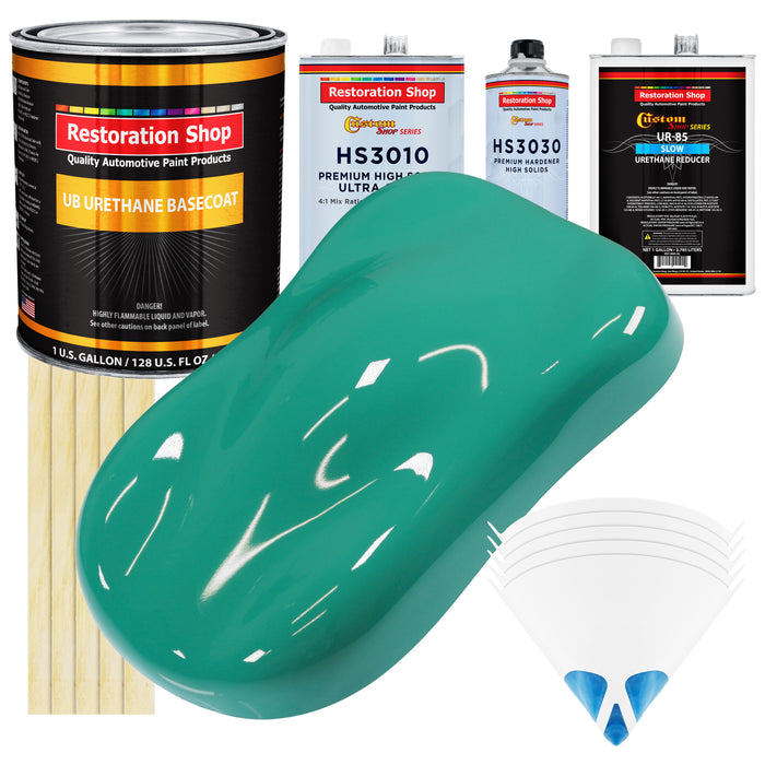 Tropical Turquoise - Urethane Basecoat with Premium Clearcoat Auto Paint - Complete Slow Gallon Paint Kit - Professional High Gloss Automotive Coating