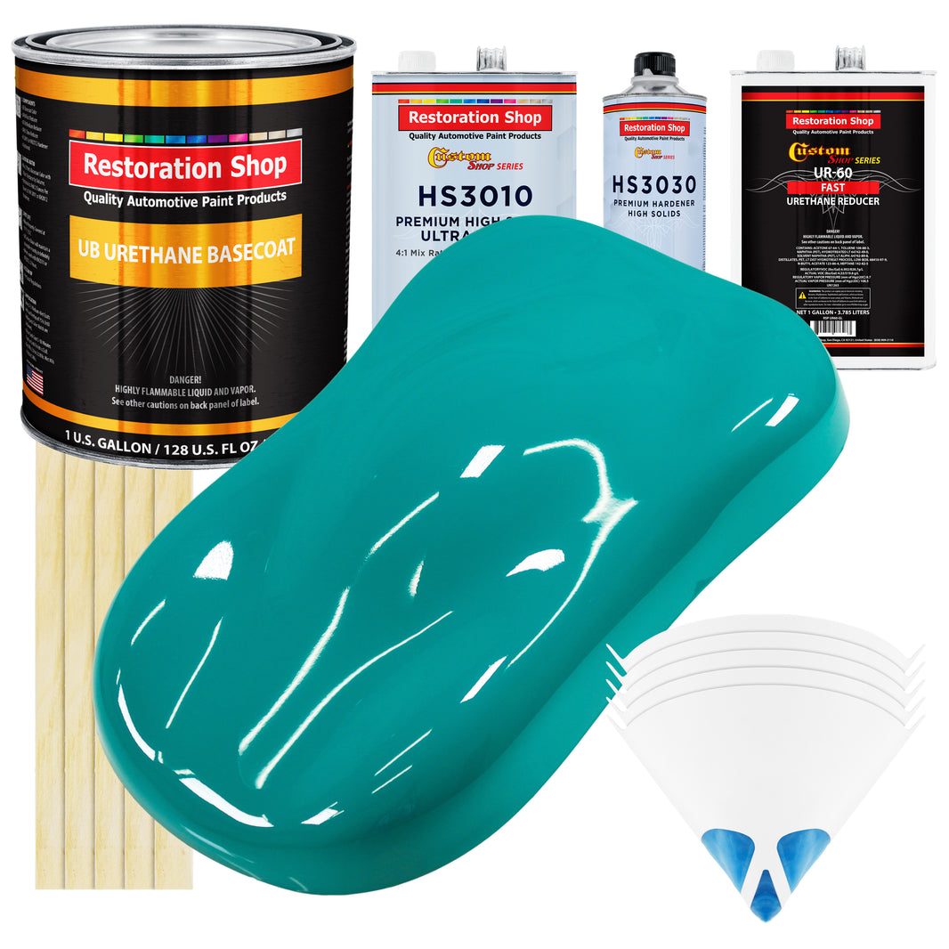 Deep Aqua - Urethane Basecoat with Premium Clearcoat Auto Paint - Complete Fast Gallon Paint Kit - Professional High Gloss Automotive Coating