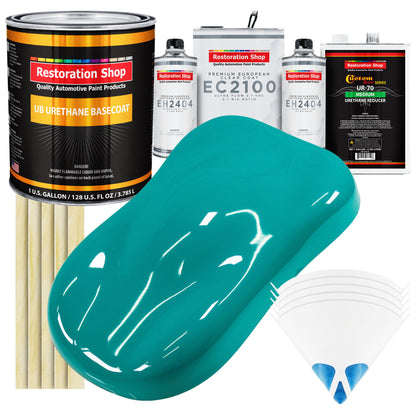 Deep Aqua Urethane Basecoat with European Clearcoat Auto Paint - Complete Gallon Paint Color Kit - Automotive Refinish Coating