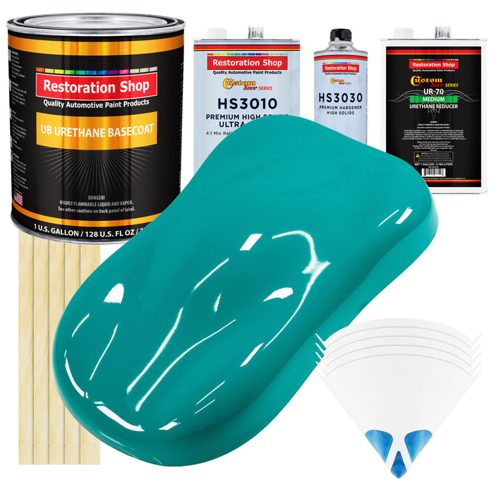 Deep Aqua - Urethane Basecoat with Premium Clearcoat Auto Paint - Complete Medium Gallon Paint Kit - Professional High Gloss Automotive Coating