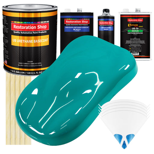 Deep Aqua - Urethane Basecoat with Clearcoat Auto Paint - Complete Medium Gallon Paint Kit - Professional High Gloss Automotive, Car, Truck Coating