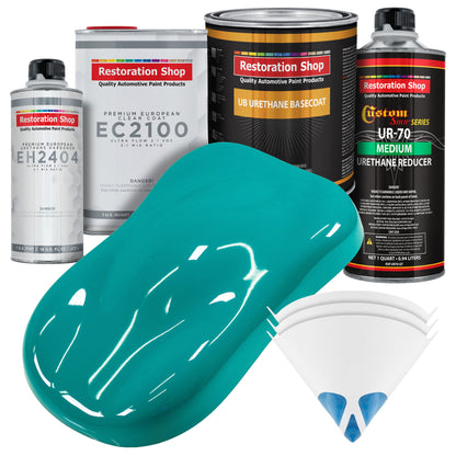 Deep Aqua Urethane Basecoat with European Clearcoat Auto Paint - Complete Quart Paint Color Kit - Automotive Refinish Coating