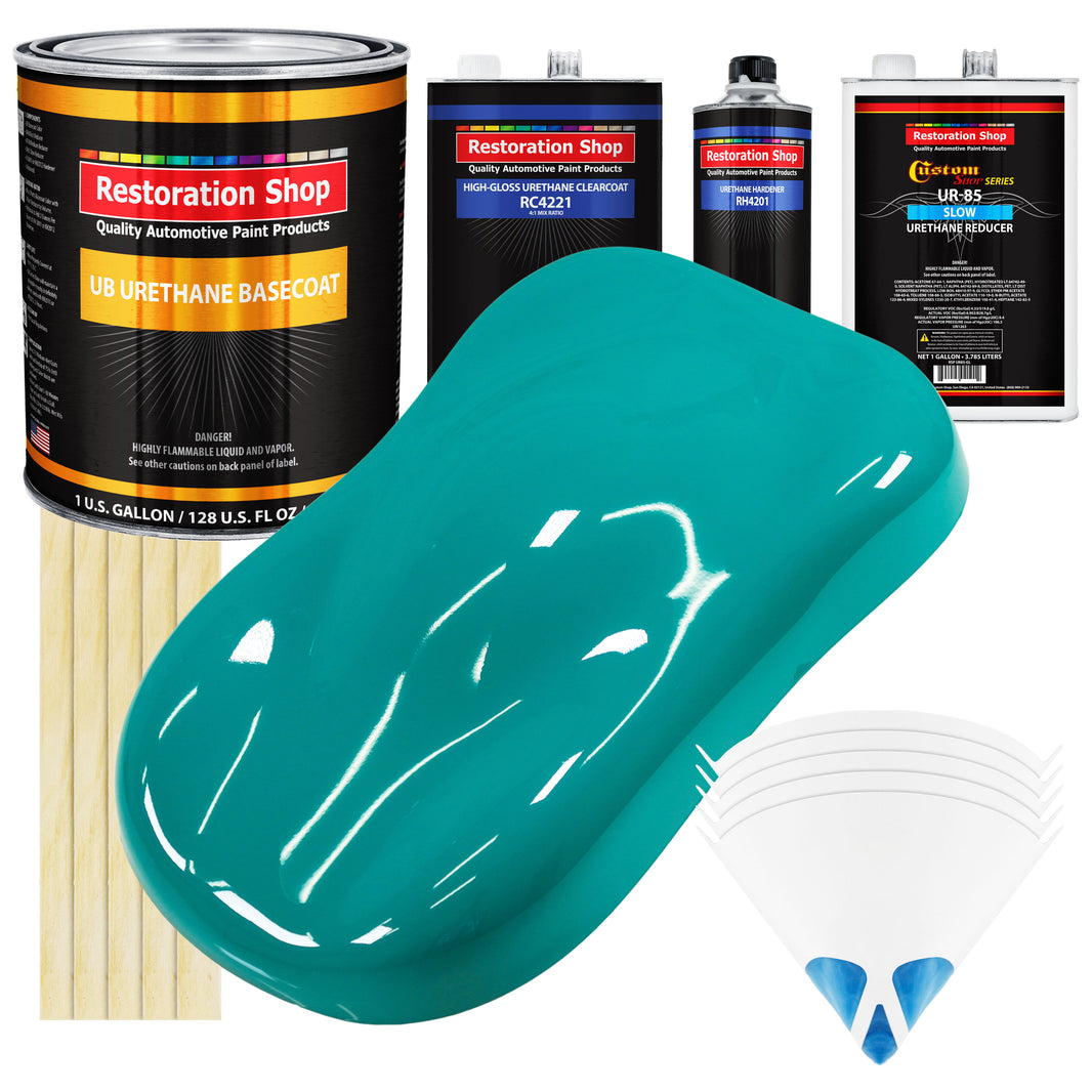 Deep Aqua - Urethane Basecoat with Clearcoat Auto Paint - Complete Slow Gallon Paint Kit - Professional High Gloss Automotive, Car, Truck Coating