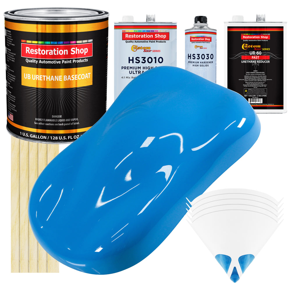 Grabber Blue - Urethane Basecoat with Premium Clearcoat Auto Paint - Complete Fast Gallon Paint Kit - Professional High Gloss Automotive Coating