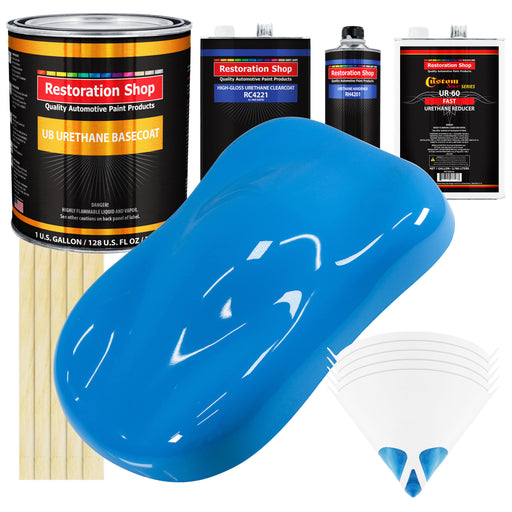 Grabber Blue - Urethane Basecoat with Clearcoat Auto Paint - Complete Fast Gallon Paint Kit - Professional High Gloss Automotive, Car, Truck Coating
