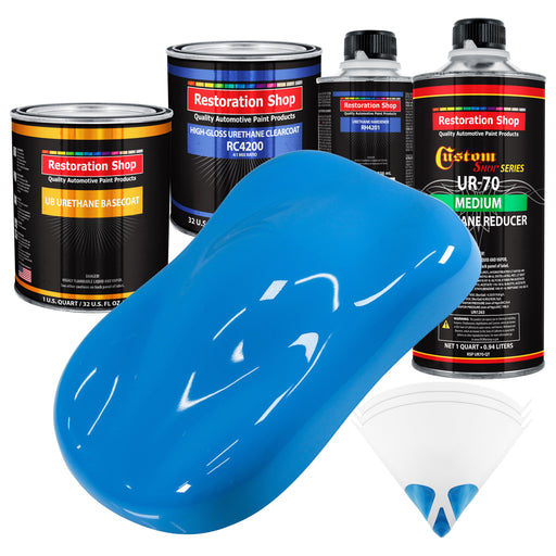 Grabber Blue - Urethane Basecoat with Clearcoat Auto Paint - Complete Medium Quart Paint Kit - Professional High Gloss Automotive, Car, Truck Coating