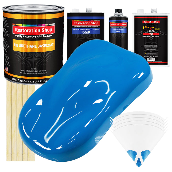 Coastal Highway Blue - Urethane Basecoat with Clearcoat Auto Paint - Complete Fast Gallon Paint Kit - Professional Gloss Automotive Car Truck Coating