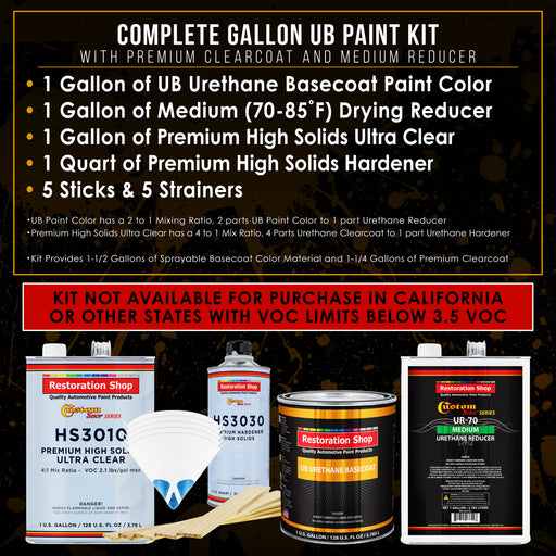 Coastal Highway Blue - Urethane Basecoat with Premium Clearcoat Auto Paint - Complete Medium Gallon Paint Kit - Professional Gloss Automotive Coating