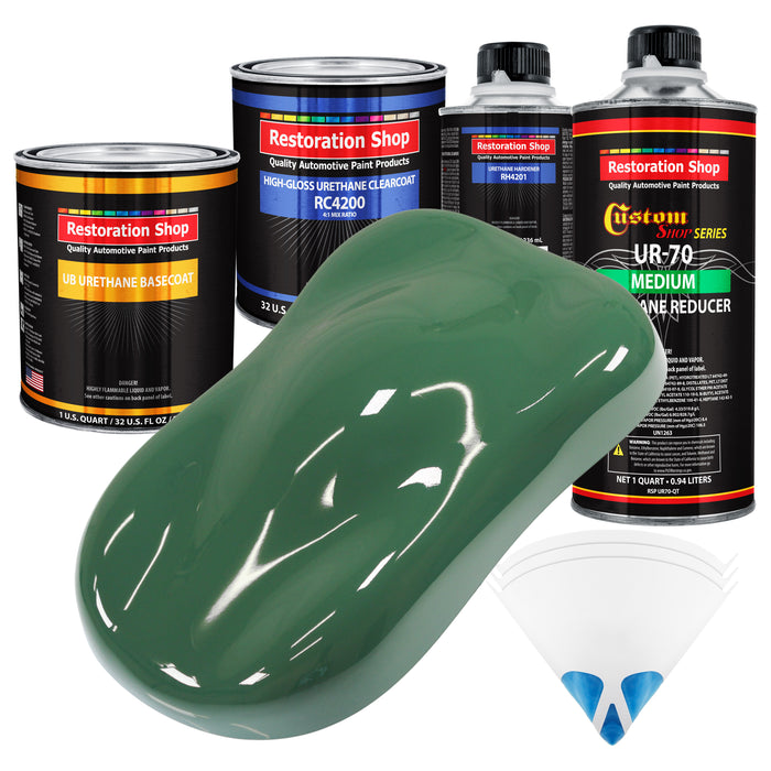 Transport Green - Urethane Basecoat with Clearcoat Auto Paint (Complete Medium Quart Paint Kit) Professional High Gloss Automotive Car Truck Coating