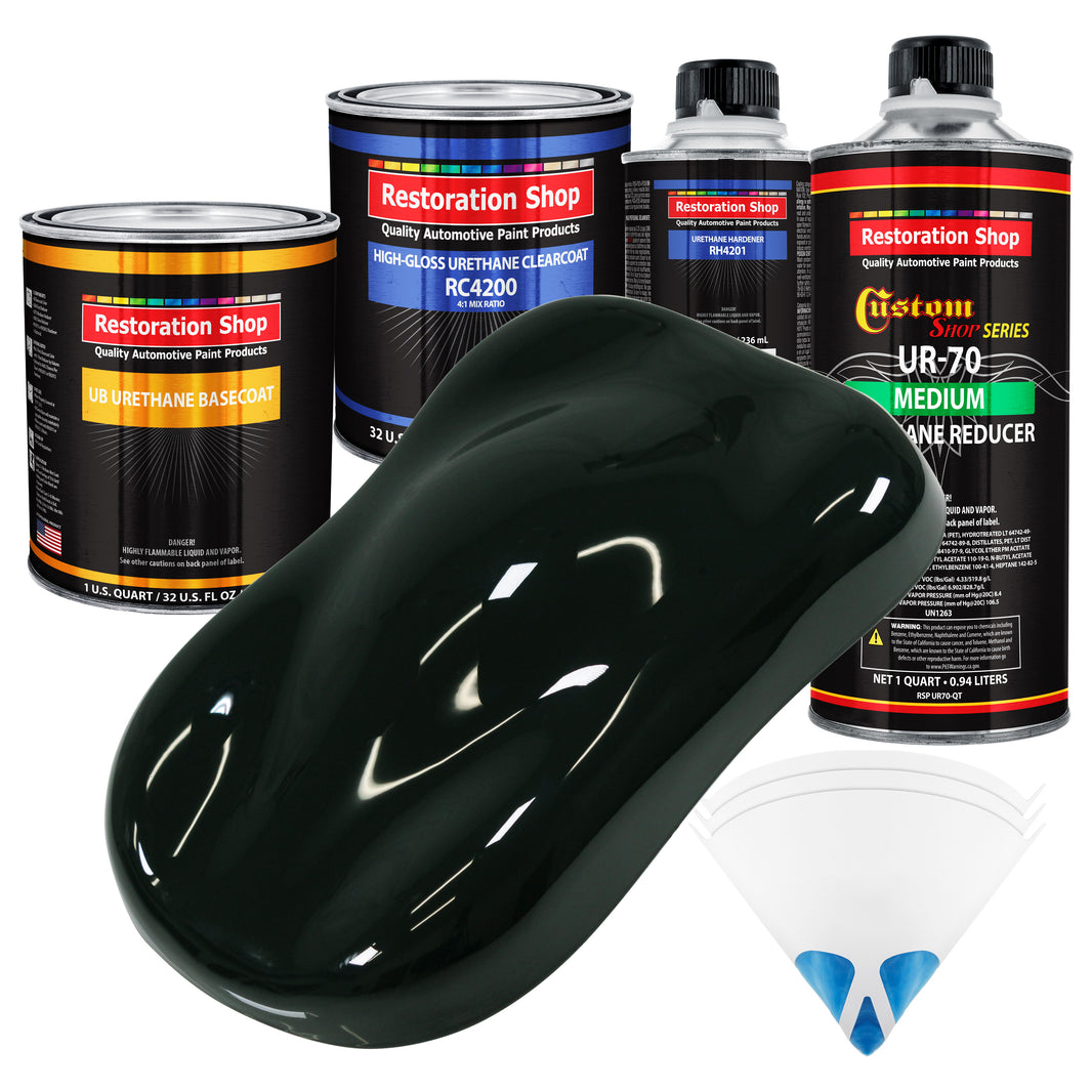 Rock Moss Green - Urethane Basecoat with Clearcoat Auto Paint (Complete Medium Quart Paint Kit) Professional High Gloss Automotive Car Truck Coating