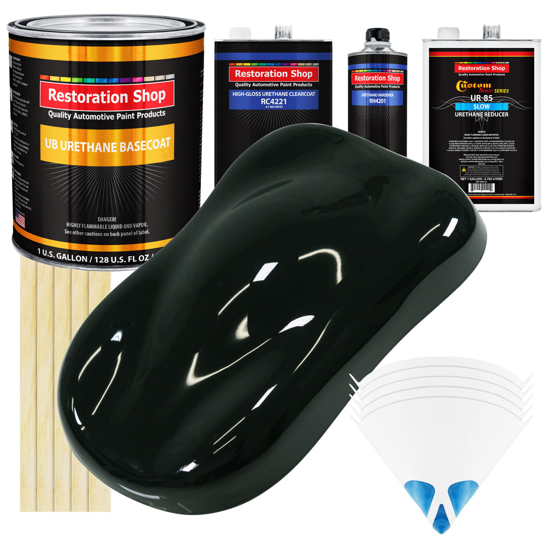 Rock Moss Green - Urethane Basecoat with Clearcoat Auto Paint (Complete Slow Gallon Paint Kit) Professional High Gloss Automotive Car Truck Coating